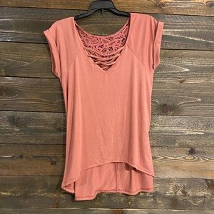 Red flowy top